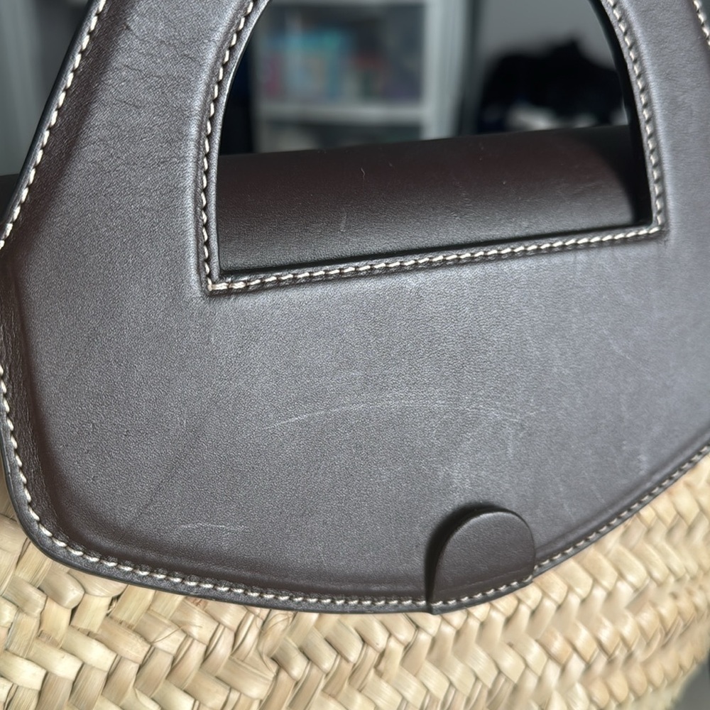 Hereu Alqueria Small Straw Crossbody Tote Natural with Brown Leather - Picture 13 of 17
